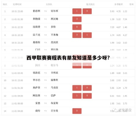 西甲2020赛程表 西甲2020~2021赛程表